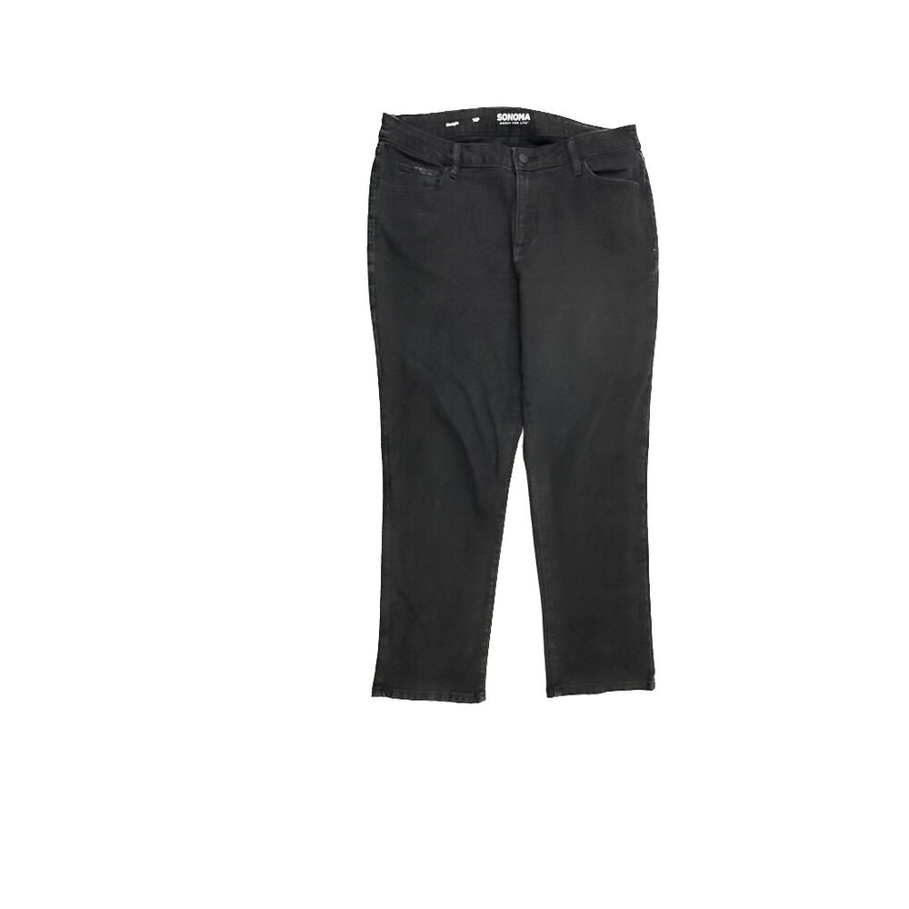 Sonoma Straight Leg Women's size 16P Black Denim jeans